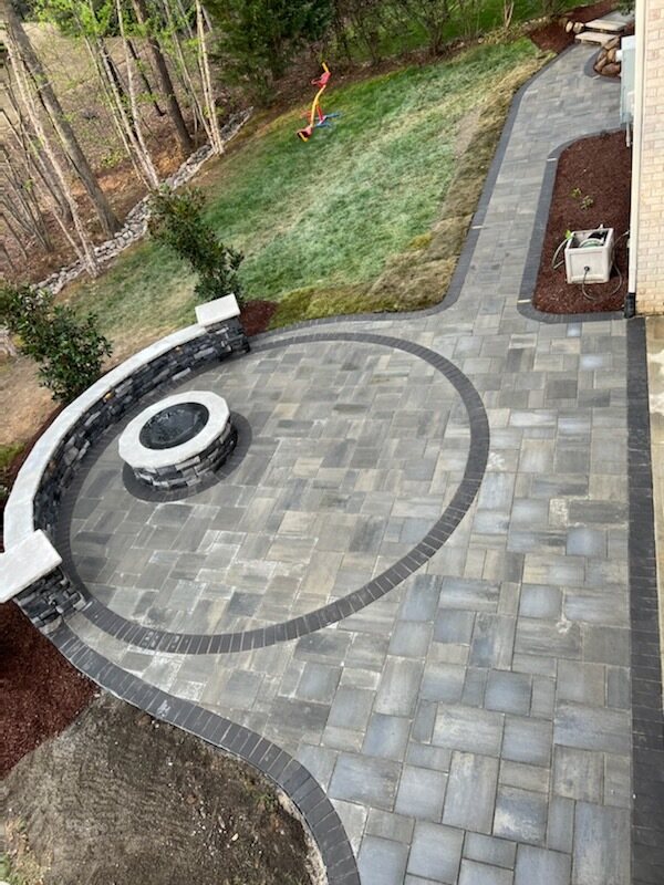 Beautiful Stone Patio with Firepit