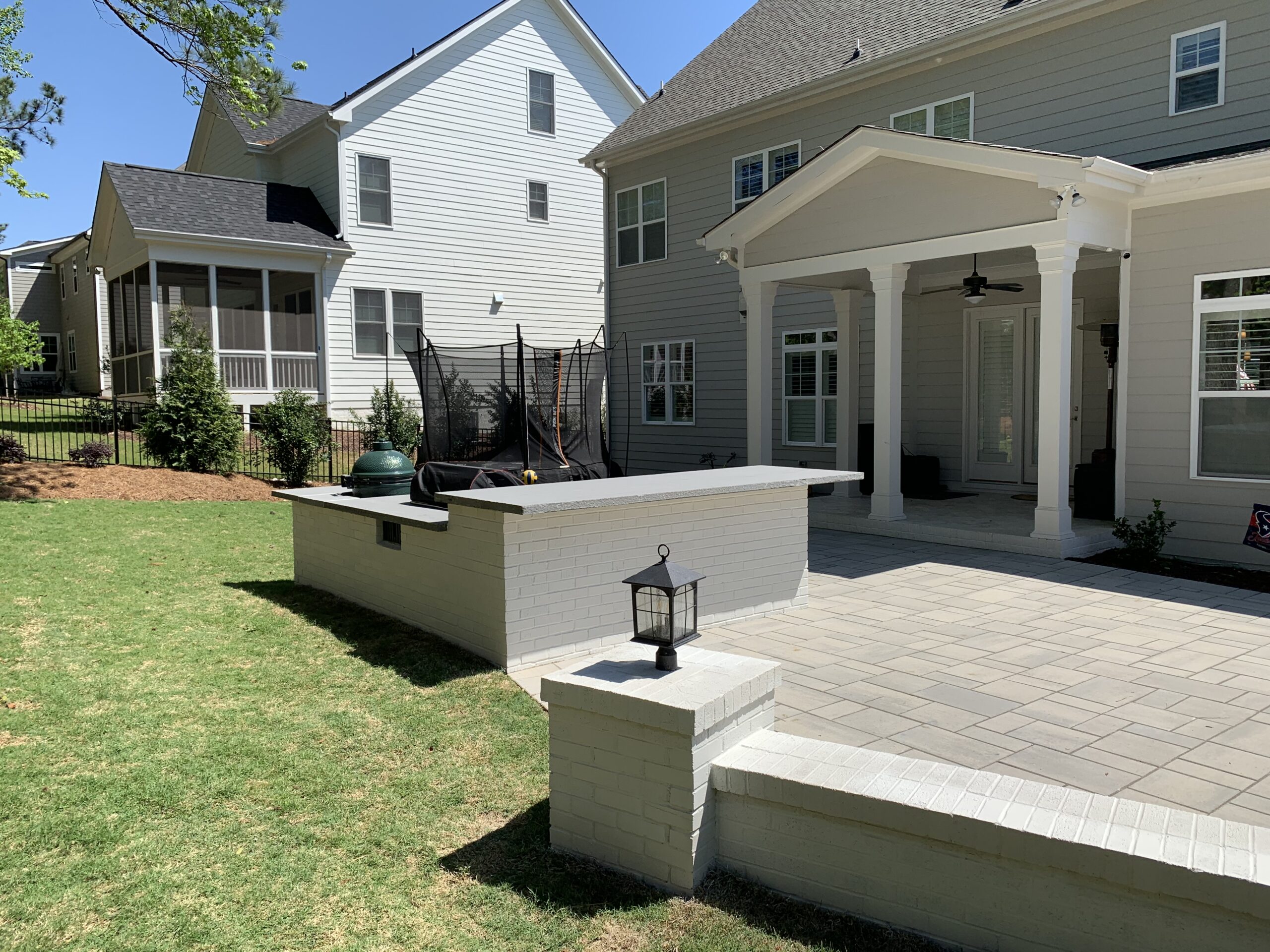 Outdoor patio with built-in grill