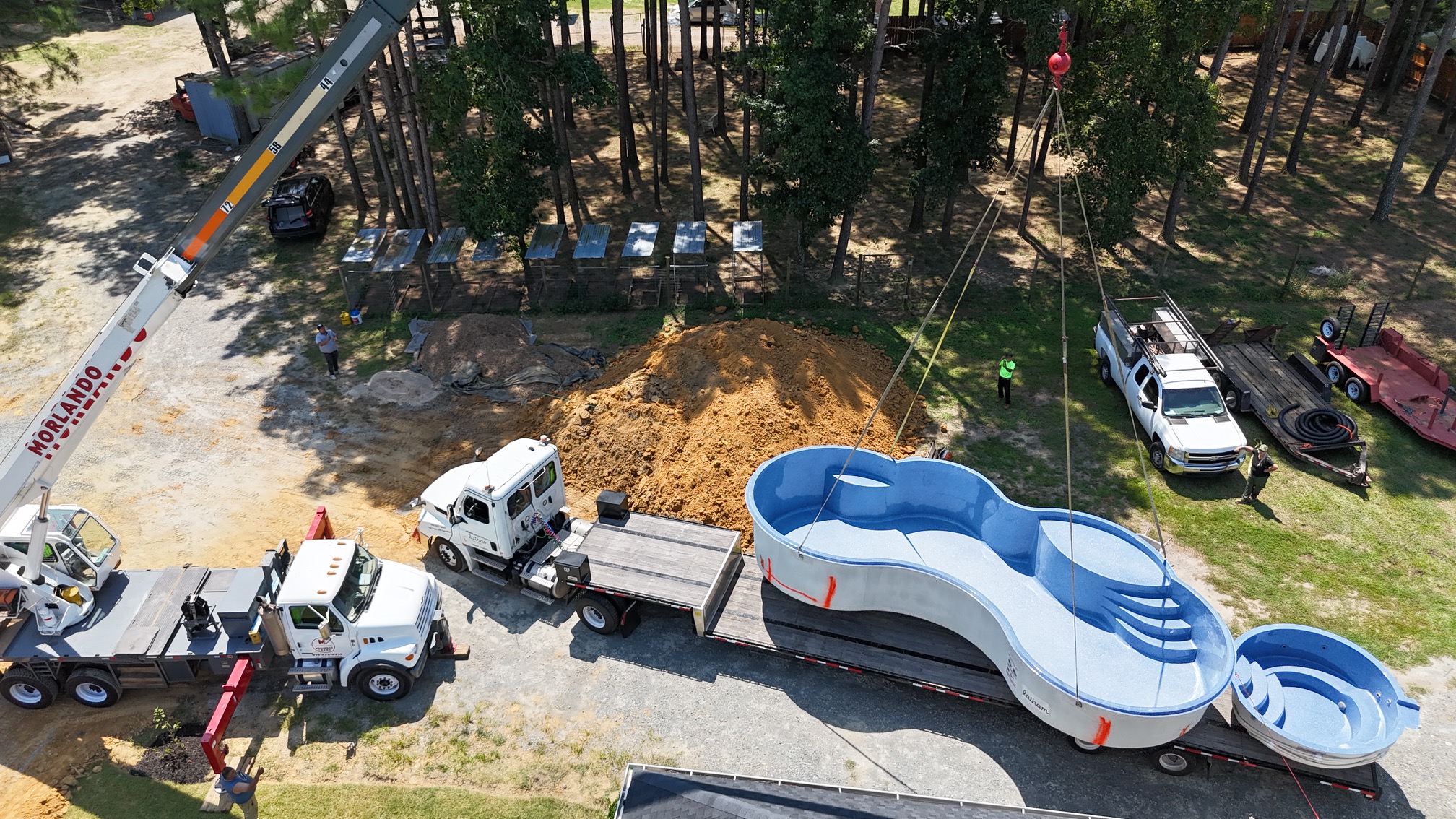 Fiberglass Pool Being Installed