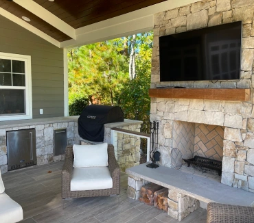 Cozy Outdoor Living with Fireplace