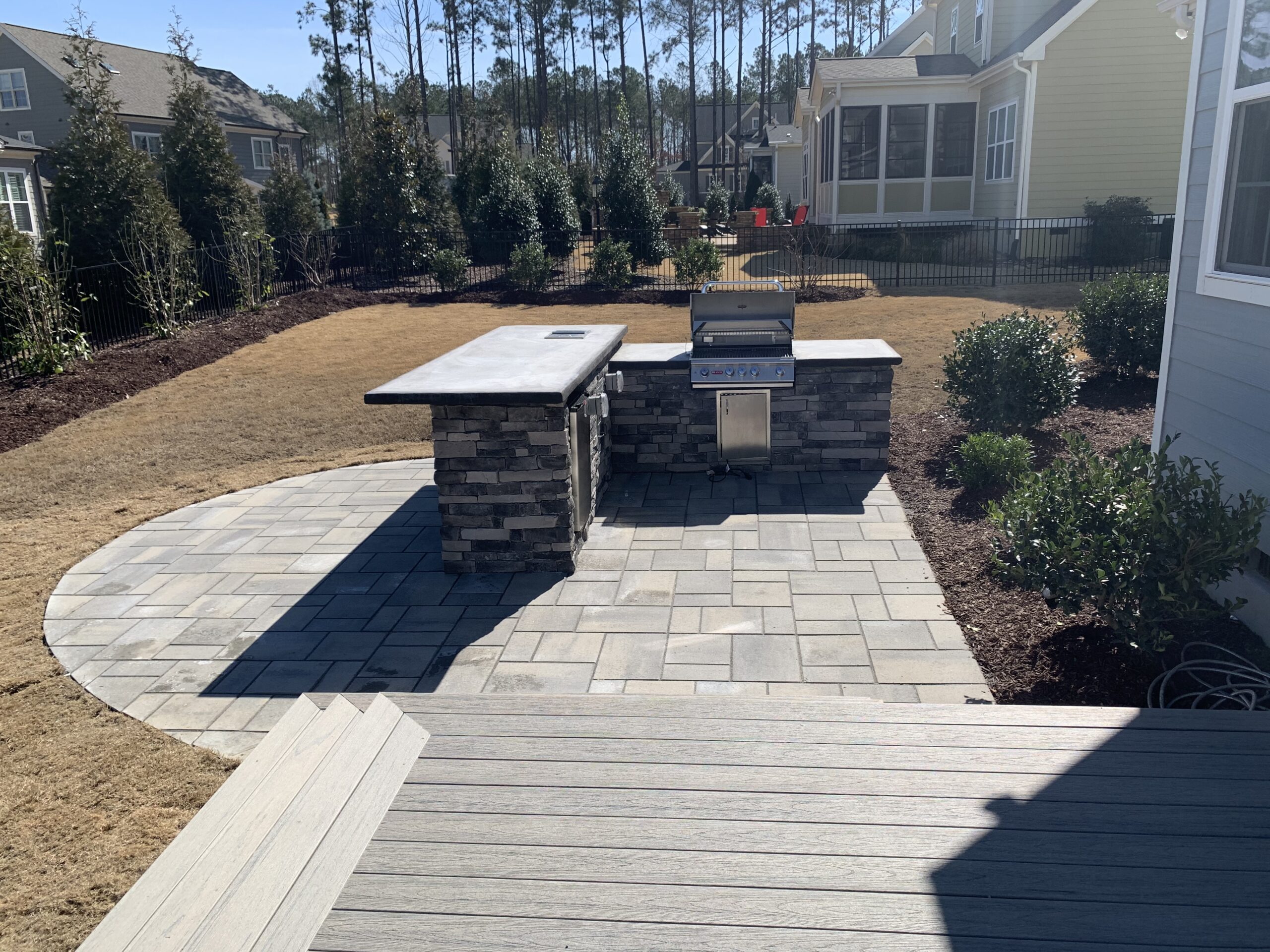 Modern outdoor kitchen with grill